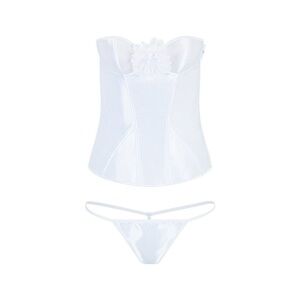 *NWT* Adore Me Laurin Corset, G-String & Garter Set Bright White